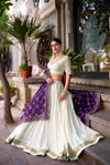 Chunri White Colour Pure Rayon Navratri Lehenga With Blouse Dupatta Suppliers In India LNB1665 
